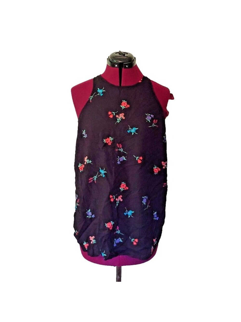 Old Navy Top Small S Multicolor Floral Print Sleeveless Keyhole Back Summer Boho